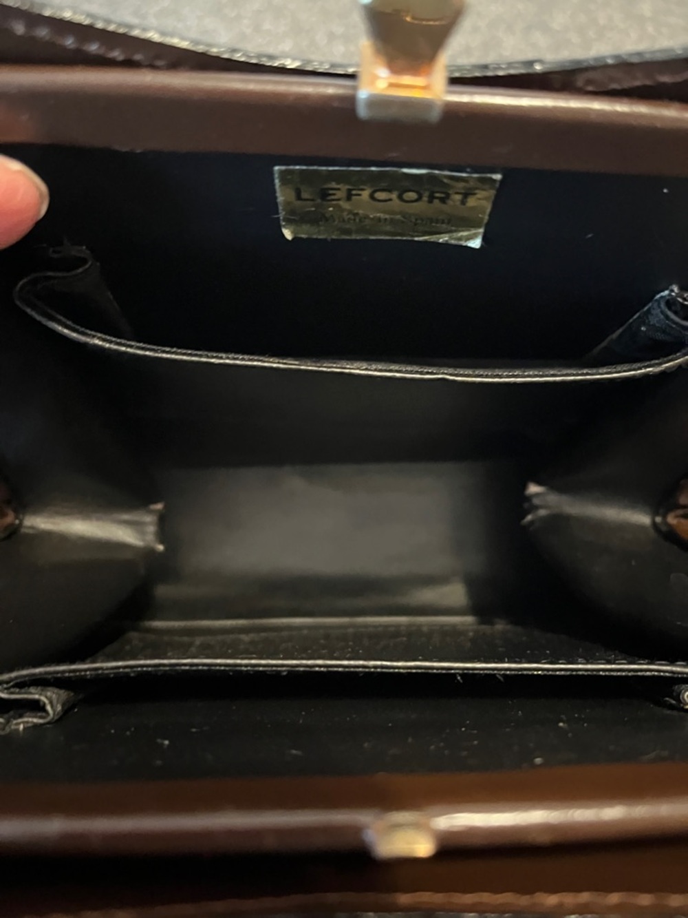 Vintage Lefcort Top-Handle Bag in Dark Brown with Gold Hardware - Picture 7 of 8